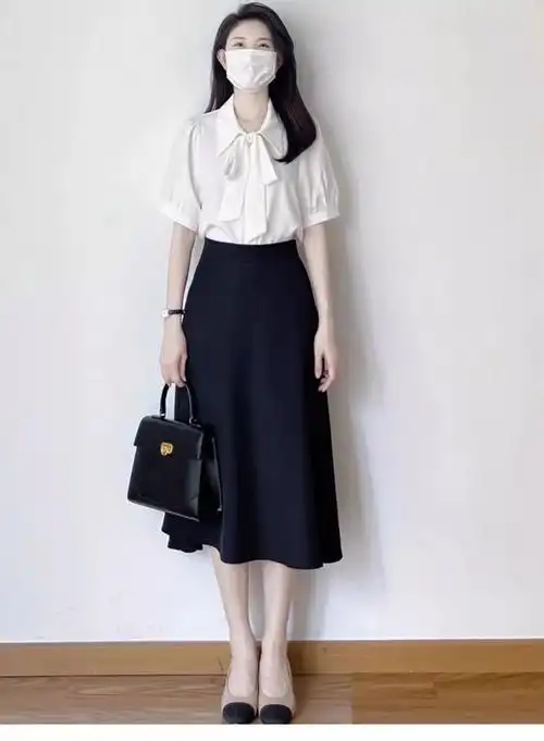 面试套装女教师教资穿搭白色衬衫配半身裙职业装事业编公务员服装