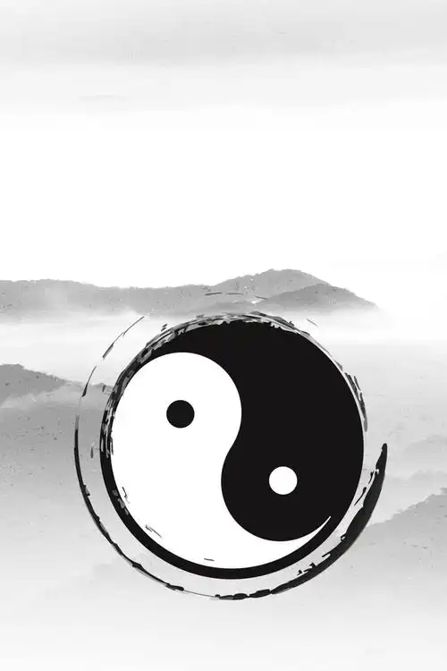 矢量中国风水墨太极八卦图背景