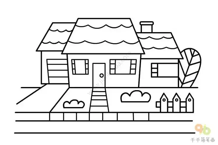 怎样画别墅简笔画_房子简笔画