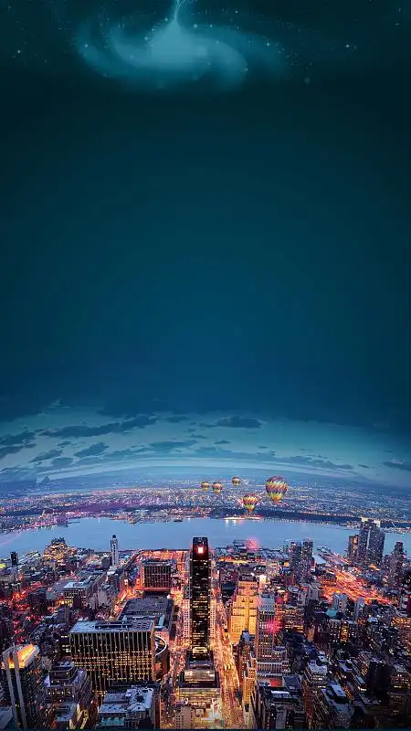 城市夜景星空ps分层h5背景