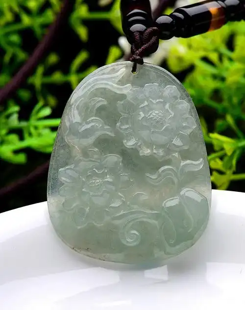 冰种花开富贵天然a货翡翠吊坠