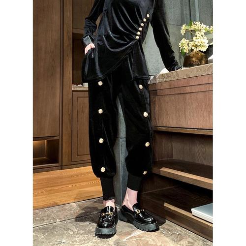 时尚金丝绒哈伦裤女高腰显瘦2020冬季新款韩版宽松束脚长裤小脚裤