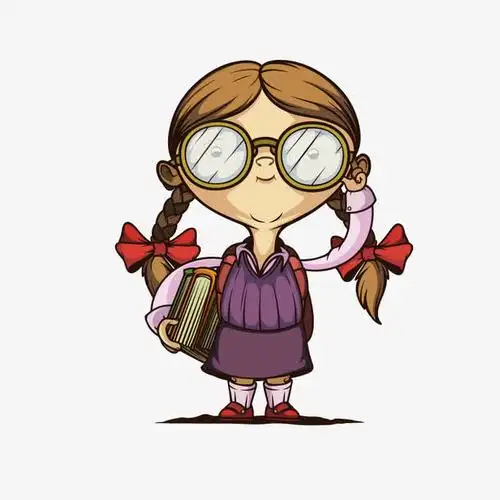 戴眼镜的卡通女学生