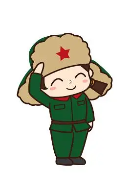 学雷锋纪念日卡通q版雷锋造型敬礼的小女孩