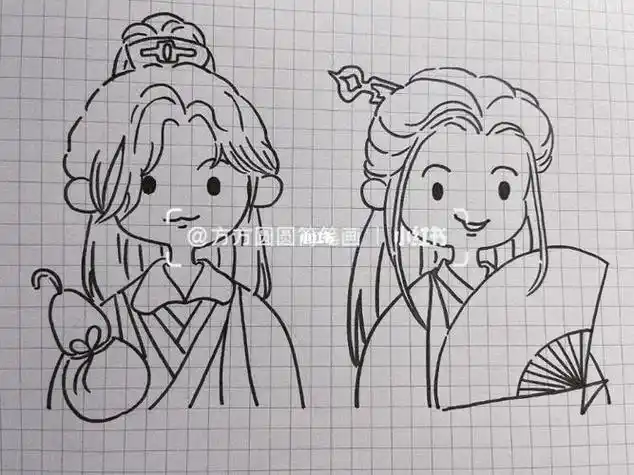 简笔画人物山河令q版角色简笔画山河令教程格子