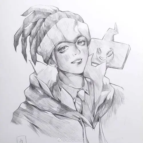 神仙画师微博转载二次元人物黑白动漫素材插画绘画线稿手绘女生男生