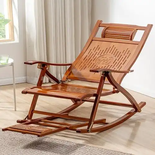 摇摇椅躺椅午休折叠藤椅大人老人专用逍遥竹椅子靠背阳台家用休闲