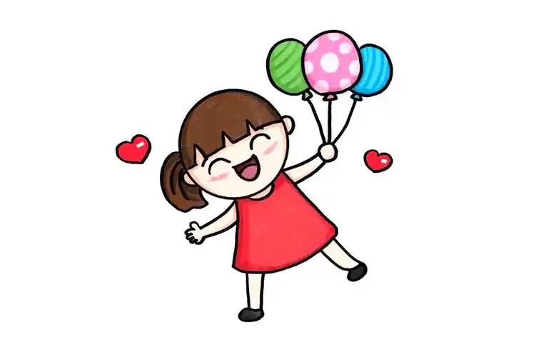 儿童节绘画素材开心的小女孩简笔画画法步骤