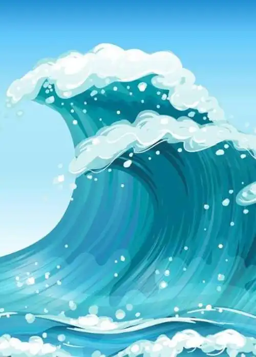 波浪图片简笔画素材-大海波浪图片手绘插图免费下载_懒人图库