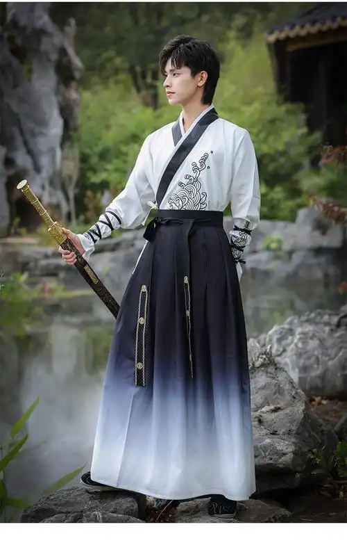 汉服男中国古风武侠男士公子书生套装学生班服表演服秋冬古装衣服07款