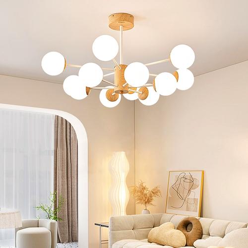 雷士照明奶油风魔豆吊灯原木风现代简约客厅主灯餐厅灯具灯饰