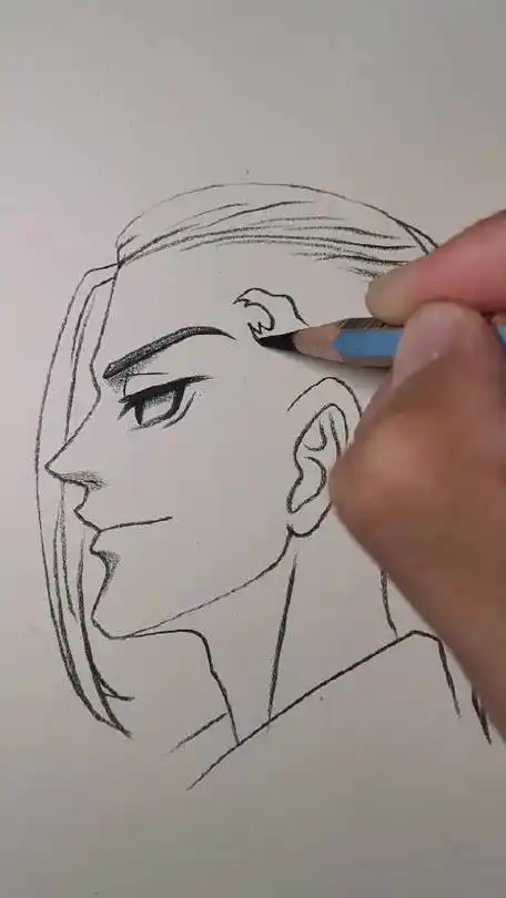 帅气的动漫人物侧脸绘画,你学废了吗? by:笔心无忧