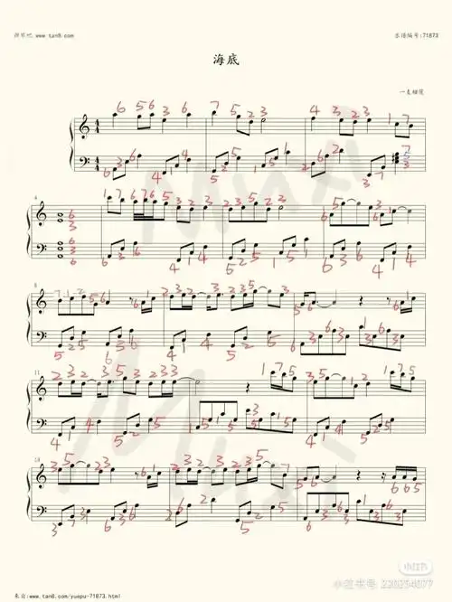 海底钢琴谱笔记标注