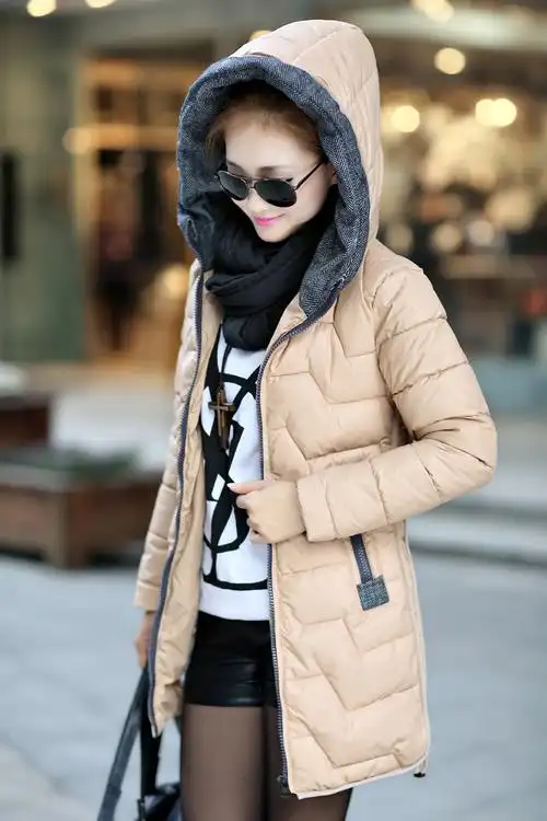 女士棉服冬装新款韩版女装中长款修身棉衣女棉服加厚棉袄外套