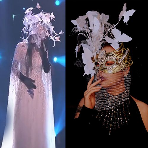 威尼斯夸张蝴蝶枝条面纱蒙面唱将周深同款面具假面化妆舞会万圣节