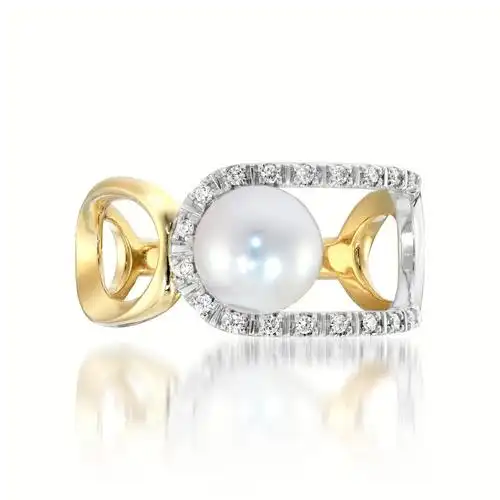 18k黄金77pt950铂金双色珍珠钻石镶嵌戒指