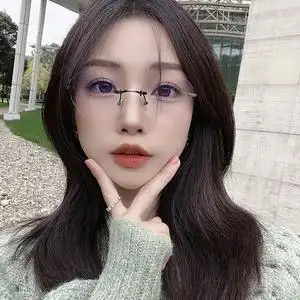 黑色无框眼镜女禁欲风方形无边框近视镜潮小脸斯文眼镜框素颜镜架