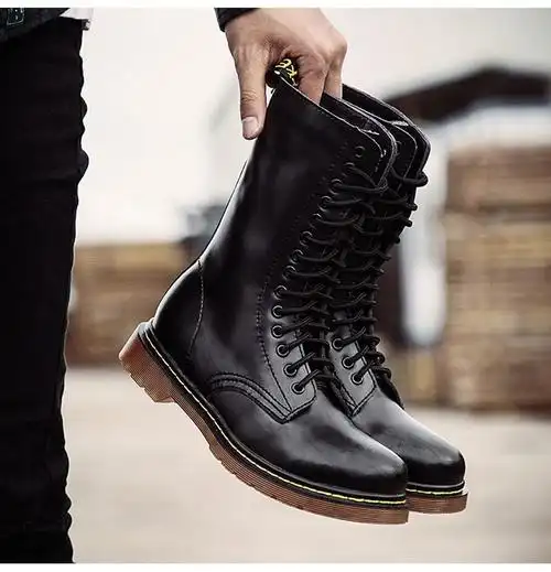 长筒靴男冬靴男款马靴长靴大码47加绒高帮靴女流高筒机车靴黑色四季款