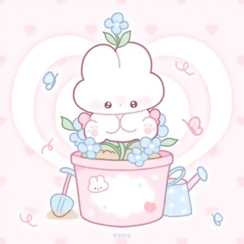 一枝兔兔花～壁纸太可爱啦! #治愈系 #好看的背景图 #原 - 抖音