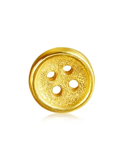 黄金吊坠足金男女款3d项链路路通纽扣子