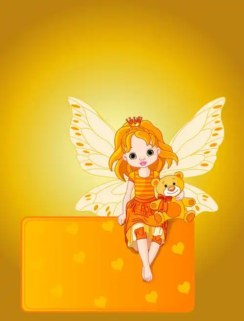 挥舞翅膀小精灵卡通女生海报背景