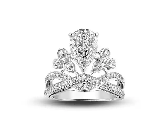 angelababy杨颖结婚戒指 婚戒 为爱加冕 水滴王冠型指环女