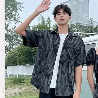 情侣衣服情侣一套一整套夏季一衣一裙暗黑装夏装新款收腰显瘦连男衬衫