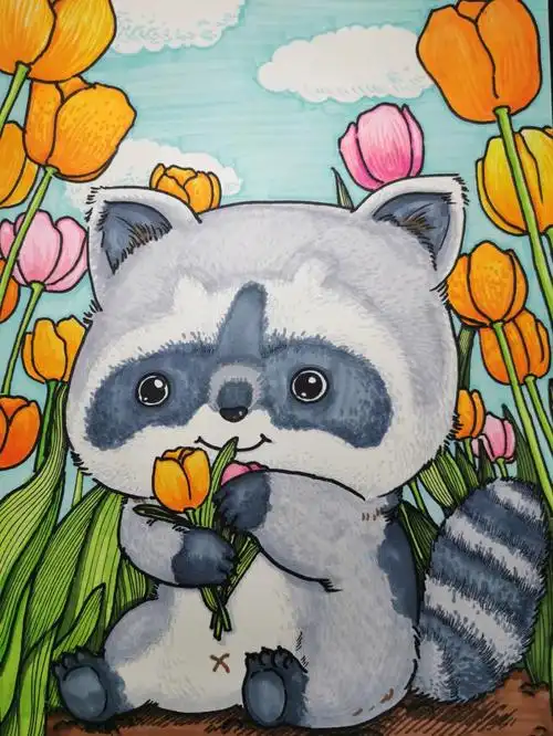 儿童画小浣熊68岁