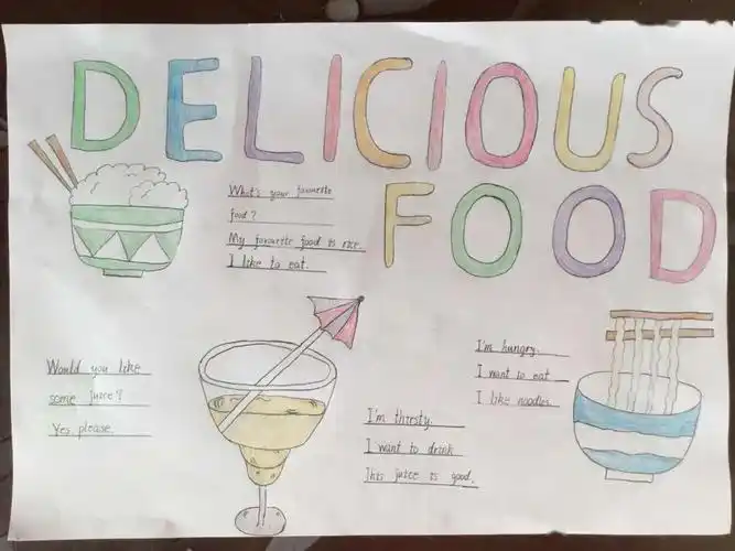 丰翼小学南校区deliciousfood记三年级英语手抄报活动