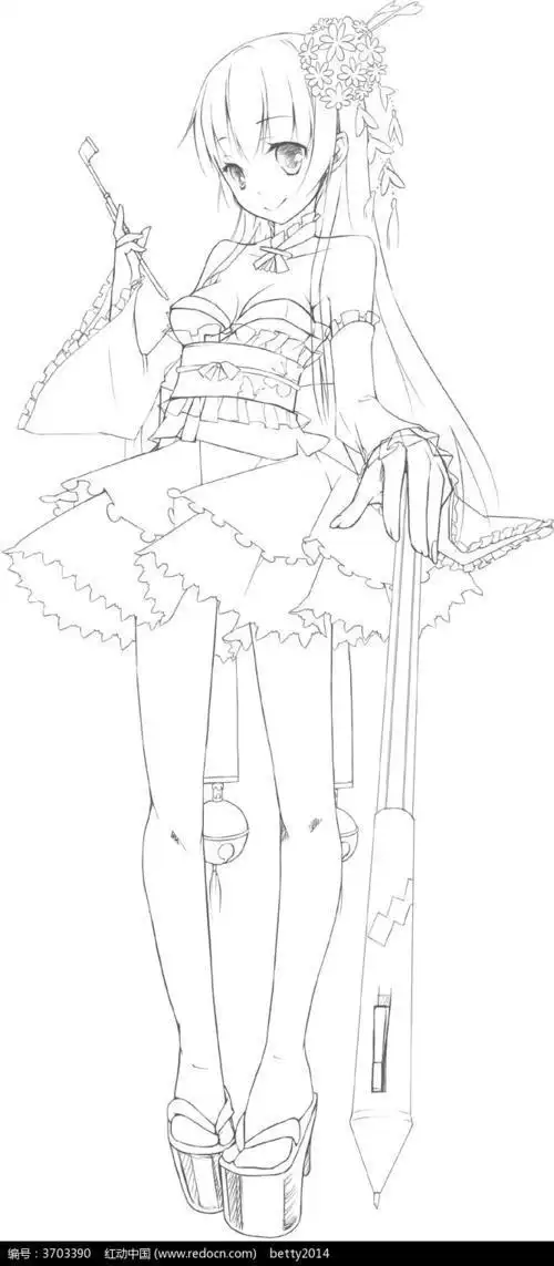 画人物的简笔画女孩头全身