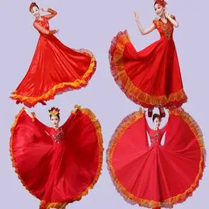 大气现代舞蹈服装舞台伴舞合唱服长裙开场舞大摆裙成人演出服新款