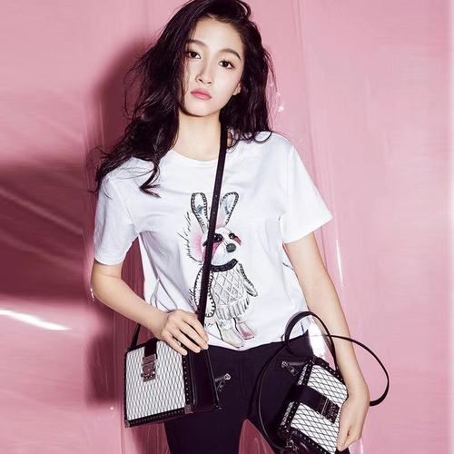 2021夏季新款女关晓彤明星同款印花卡通宽松白色t恤短袖时尚上衣