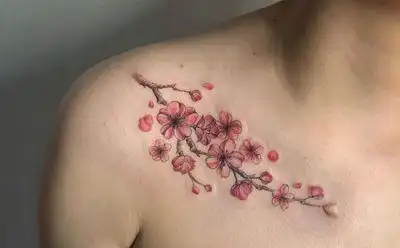 21张女生锁骨梅花纹身图案