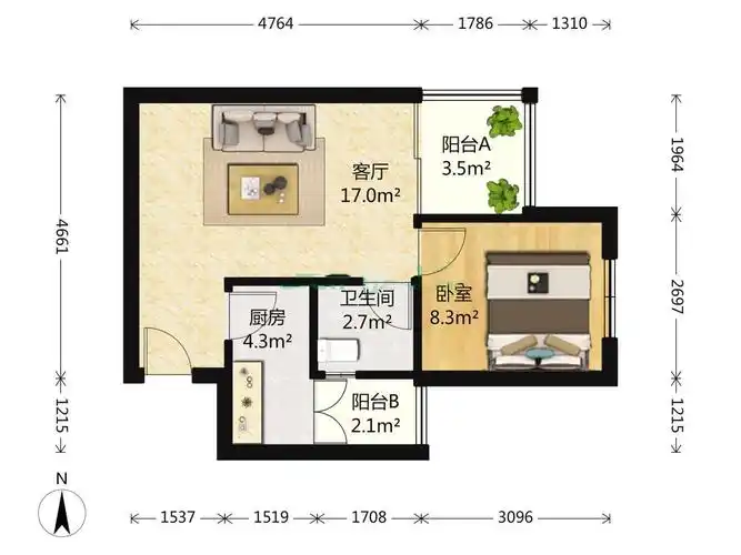和信水沐天城50.25㎡户型图