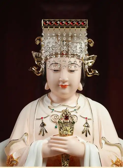 七珍陶瓷神像摆件16吋泰山奶奶泰山圣母碧霞元君像体家用供奉d0884b16