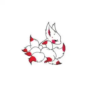 卡通可爱九尾狐纹身手稿图片