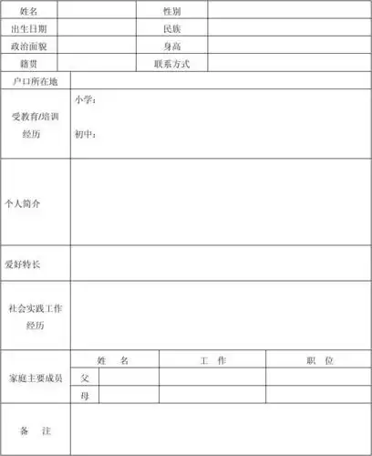 入党积极分子个人简历