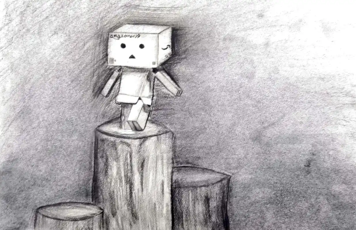 少儿美术教育孤独的纸盒人来自我们高年级组意象素描