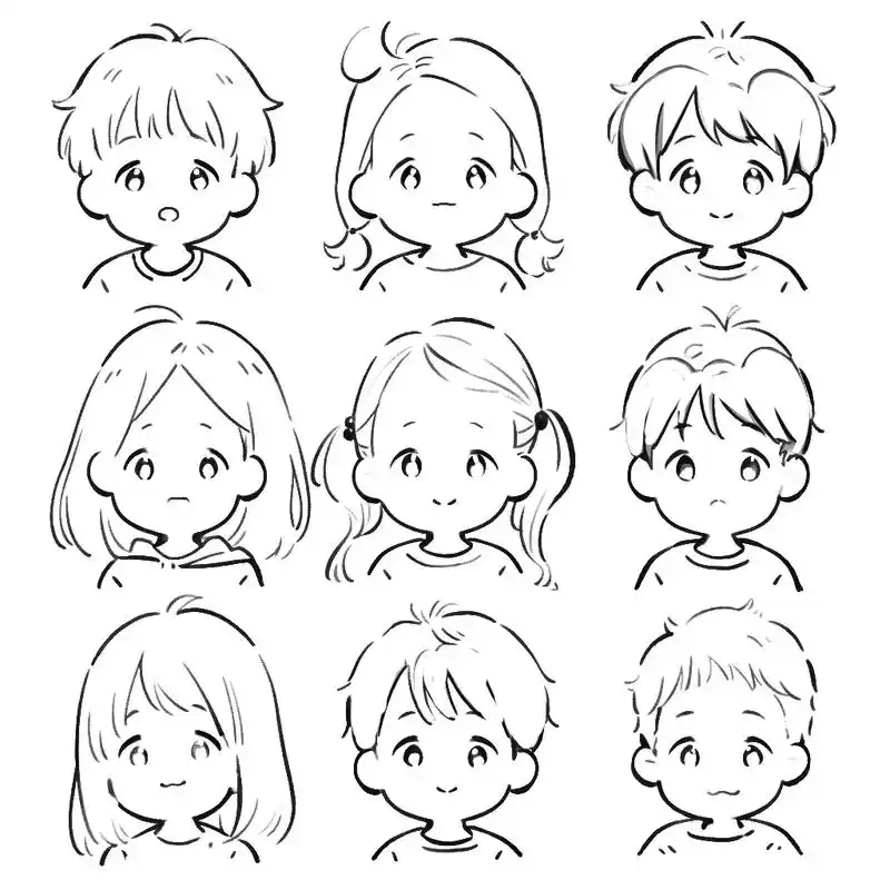 儿童简笔画,人物线稿{附彩稿}.儿童人物头像,附彩色稿,喜欢 - 抖音