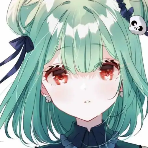 出单绿发绿瞳女漫头像