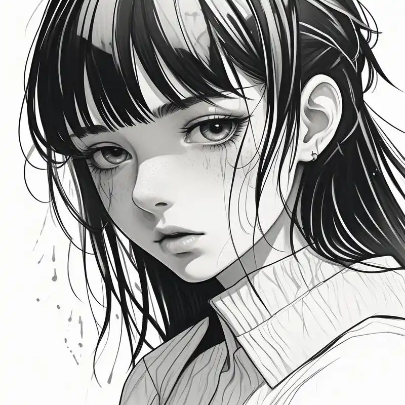 94伤感黑白素描头像集07 这组黑白素描头像,透露出淡淡的伤感.