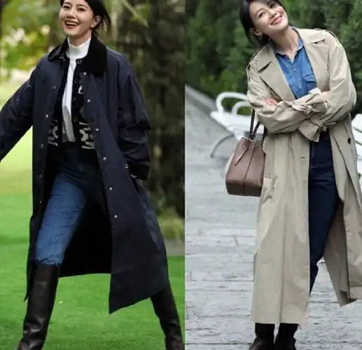 风衣配什么裤子最合适?看明星街拍就知道:小脚裤和阔腿裤差很大