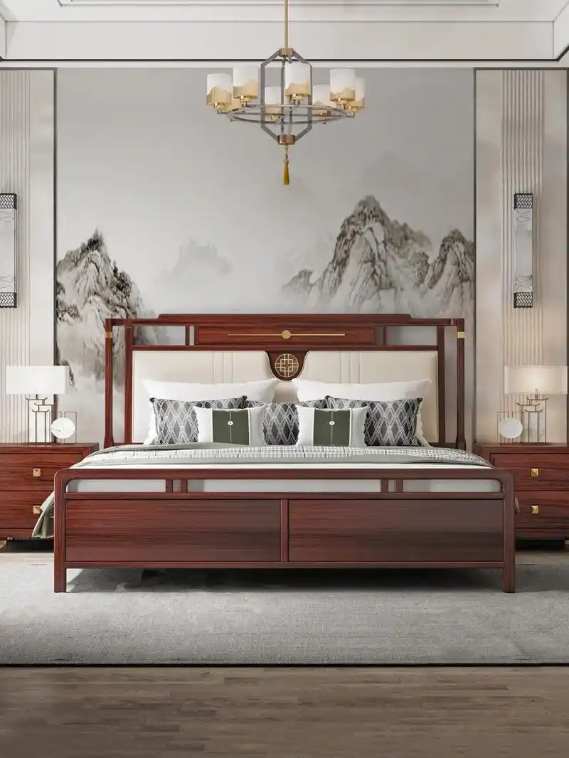 新中式轻奢实木床#主卧床 #卧室 #家具 #国风古韵 #家的 - 抖音