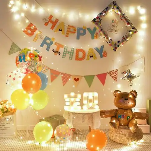 ins风男生女孩宝宝生日快乐场景布置背景墙儿童1周岁气球派对装饰