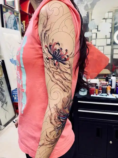 彼岸花臂_纹身图案手稿图片_阳丹的纹身作品集