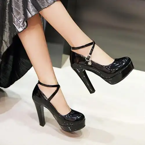 乔··丹(中国)专卖交叉绑带伪娘高跟鞋cos皮鞋女装大佬用品cd变装