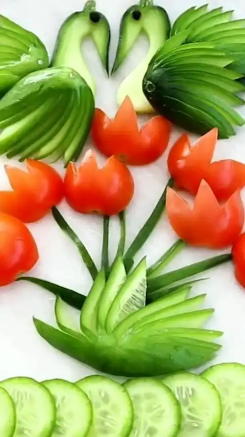 西红柿黄瓜,美食拼盘造型,好看吗