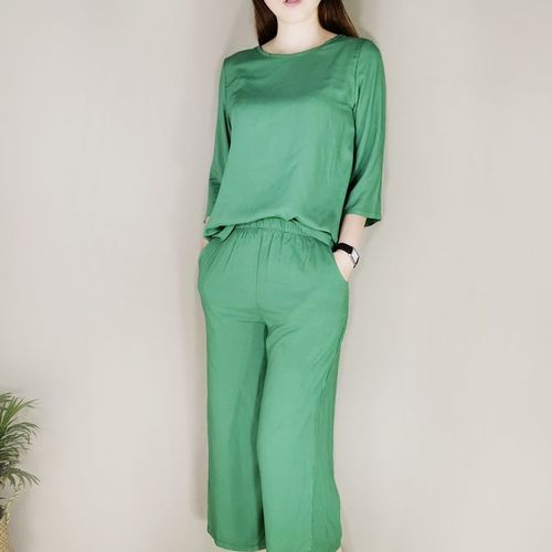 棉绸可外穿套装女2021夏装新款时尚居家阔腿裤绵绸休闲宽松两件套