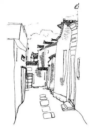 古镇弄堂简笔画