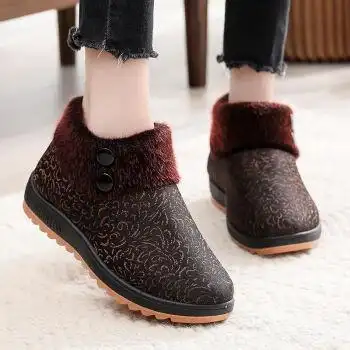 季回力休老北京布鞋女棉鞋冬季加绒厚底保暖奶奶老人鞋防滑中老年人